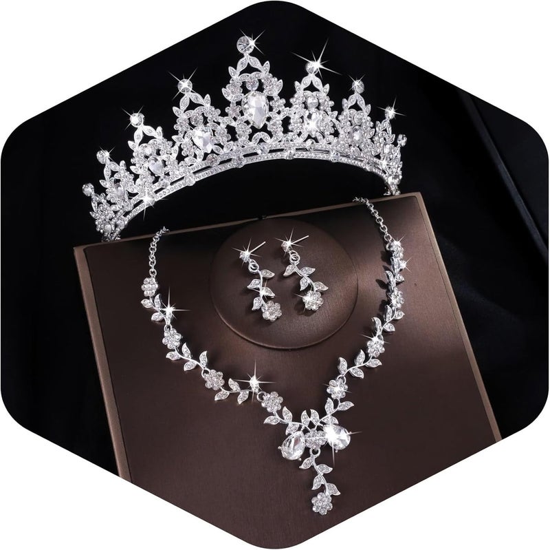 Kamirola Tiaras and Crowns for Women,Tiaras Earrings Necklace, Crystal Bridal Jewelry Set, Costume Party Halloween Prom Pageant Jewelry for Women(TR45) - Image 1